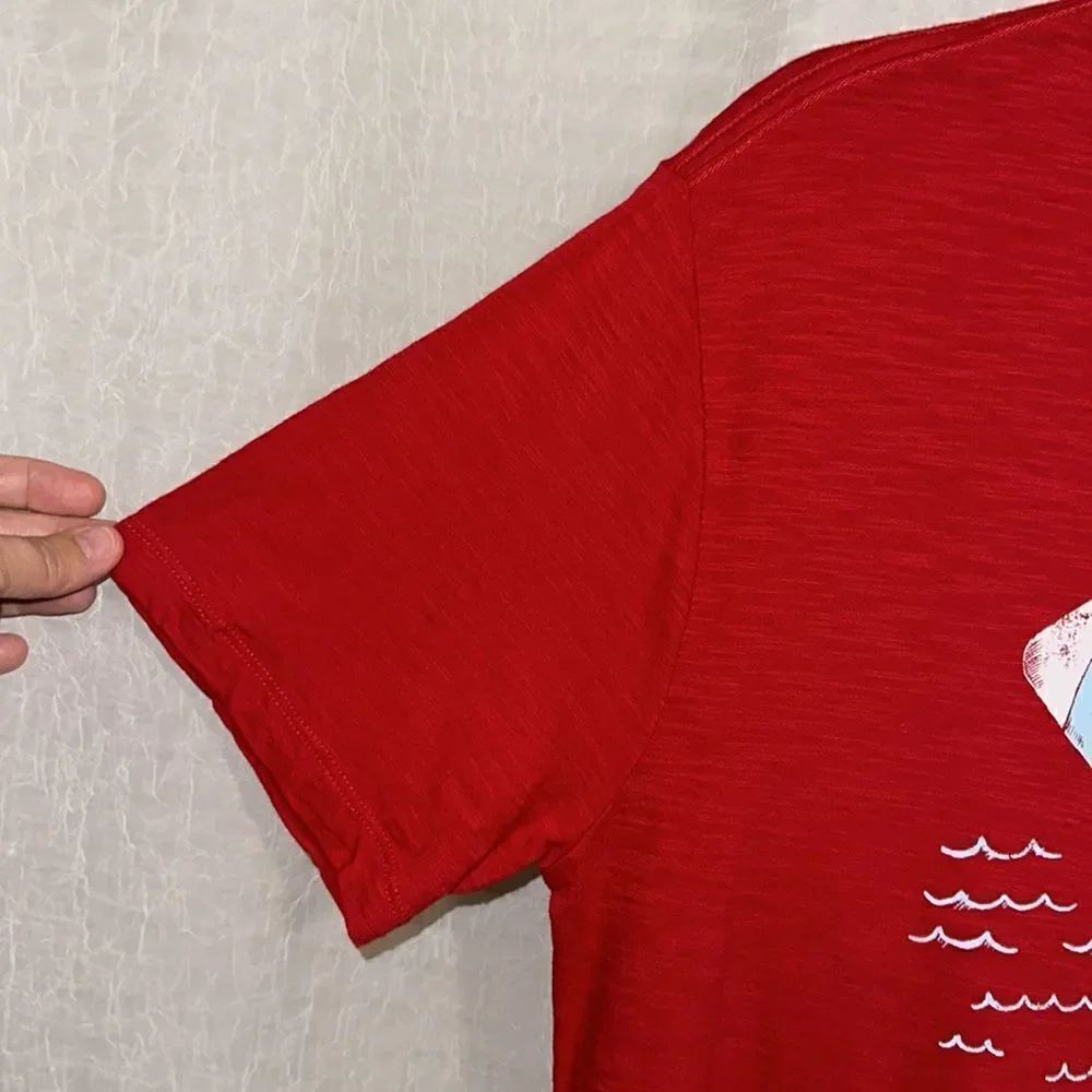 GAP L Clubhouse Modern Red LIVED-IN RODE’ “LIVE TO ROW ROW TO LIVE” Short Sl Tee - Picture 4 of 10